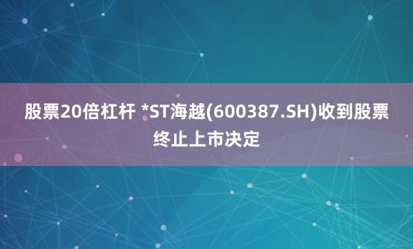股票20倍杠杆 *ST海越(600387.SH)收到股票终止上市决定